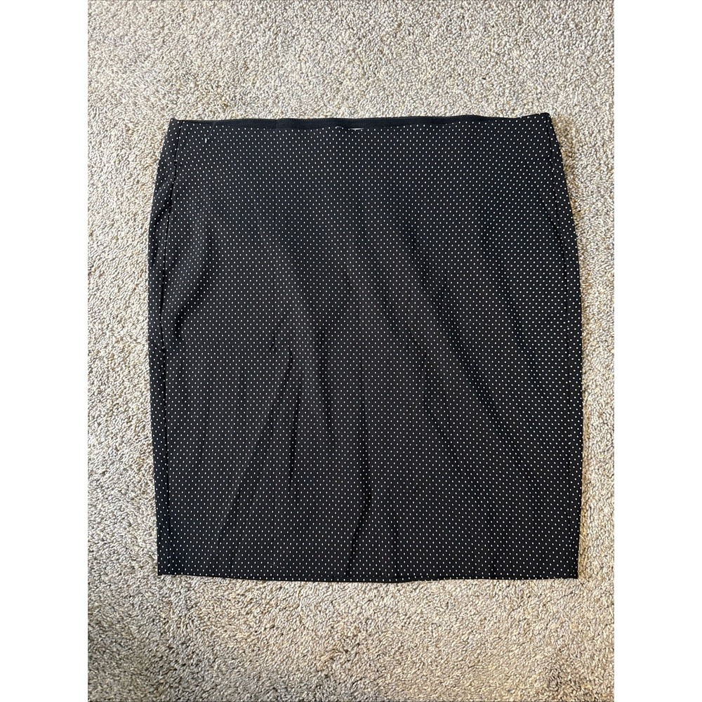 ELLE Women's Pencil Pull On Skirt Black & White Polka Dot Print Size XL